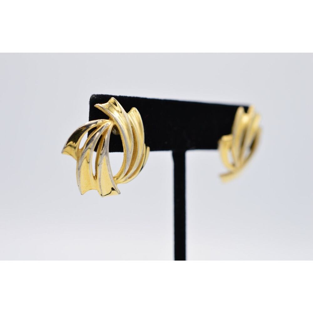 Givenchy Vintage Pierced Statement Earrings Gold Tone Signed 1980s AS IS BinAB - Picture 4 of 10